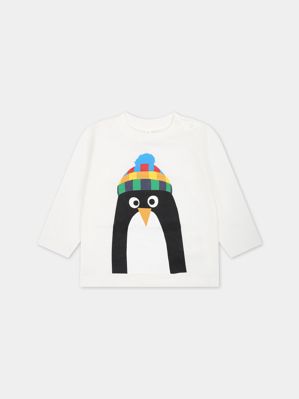 White t-shirt for baby girl with penguin print